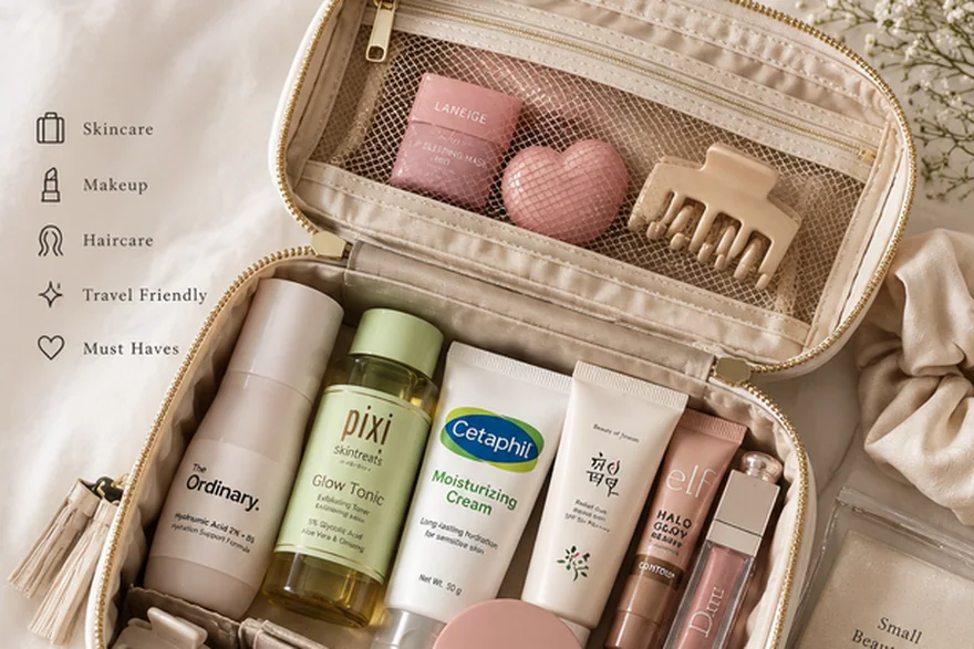 Compressible Makeup Bags — Beauty bag material and construction detail