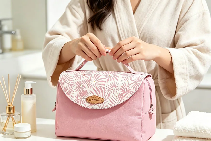 Makeup Bag with USB Charging Port — Custom logo cosmetic bag sample