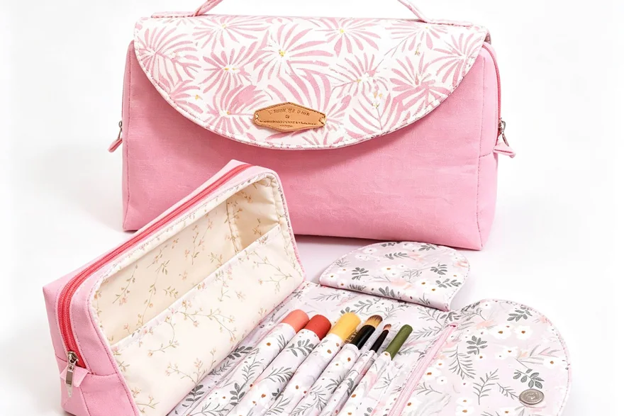 Travel Makeup Brush Bags — Beauty bag material and construction detail